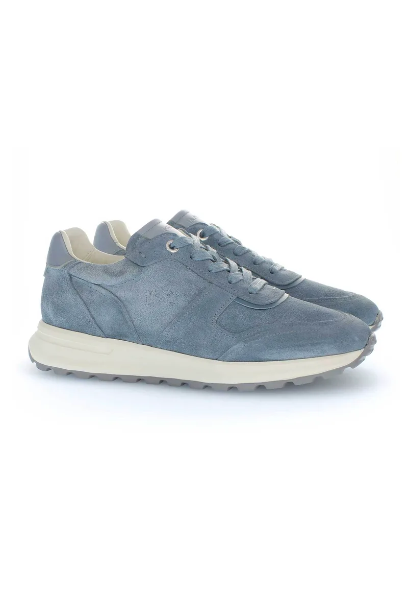 La Martina ανδρικά suede sneakers με λογότυπο - LFM261090-1A02A Μπλε Ανοιχτό