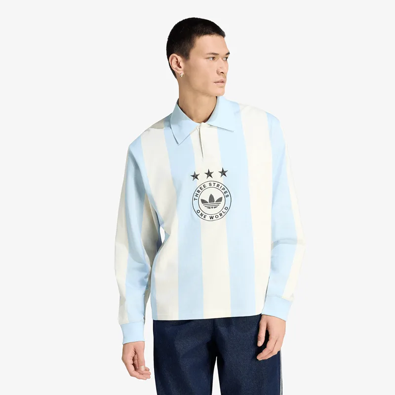 T-shirt adidas Graphic Long Sleeve Polo Shirt Ice Blue XL