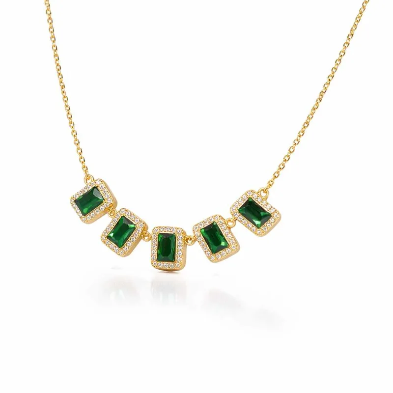 Κολιέ Ασήμι 925 Επιχρυσωμένο Ροζέτα με London Green Ζιργκόν