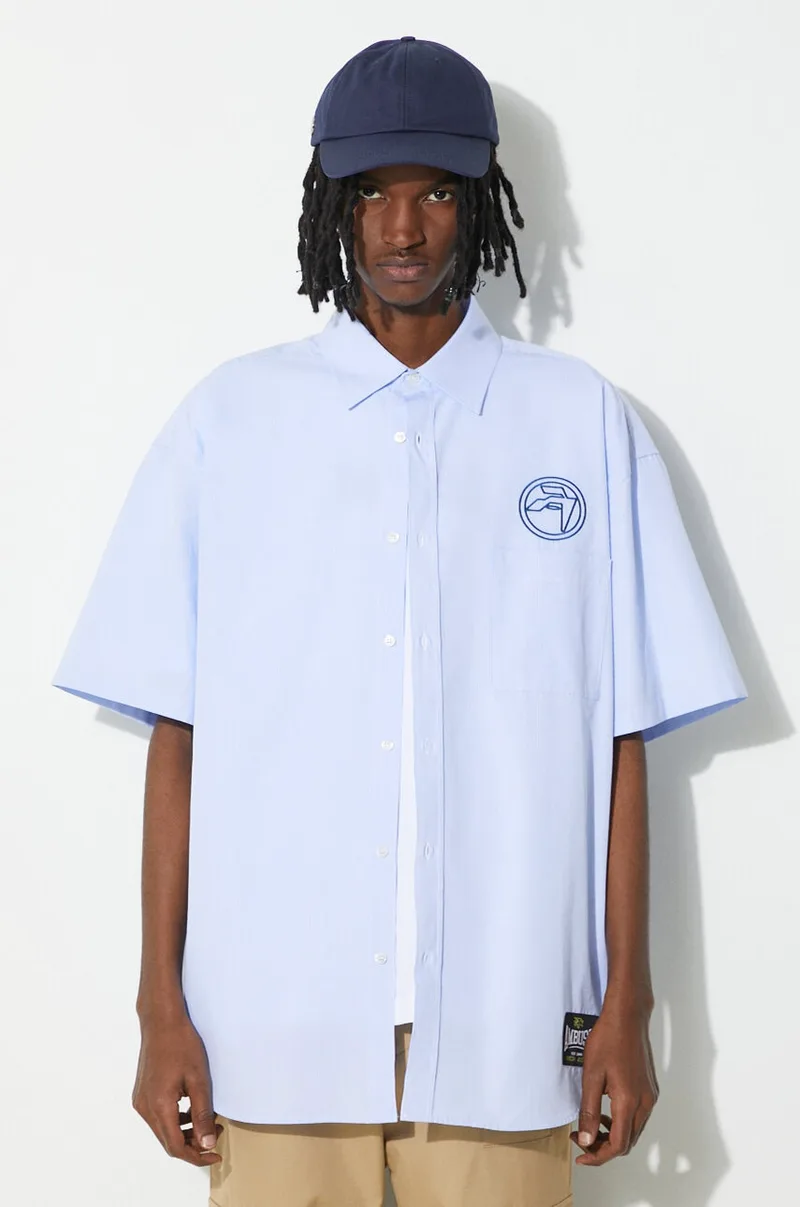 Βαμβακερό πουκάμισο AMBUSH Emblem Striped S/S Shirt