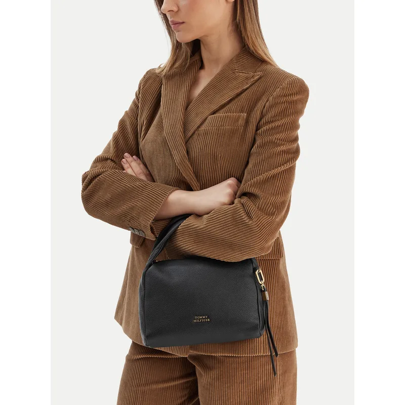 Τσάντα Tommy Hilfiger City Leather Mini Bag AW0AW18150 Μαύρο