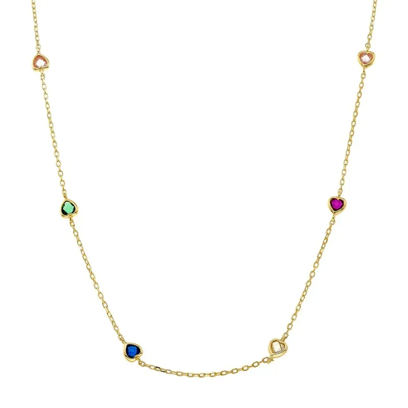 Επίχρυσο κολιέ Vogue 925 Basic με πολύχρωμες καρδιές 5715491 5715491 Ασήμι