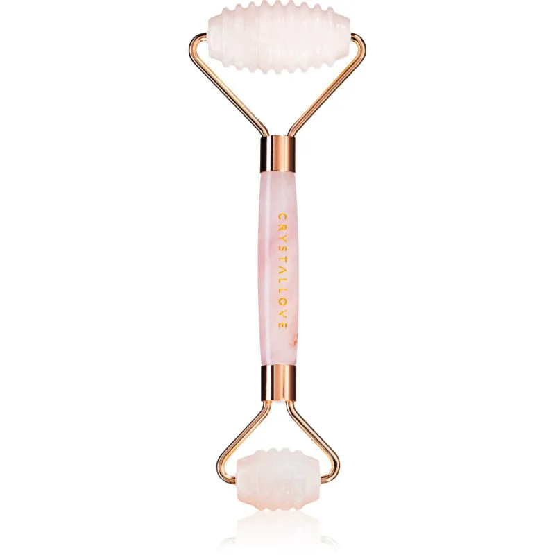 Crystallove Rose Quartz 3D Teeth Roller κύλινδρος για μασάζ για το πρόσωπο 1 τμχ