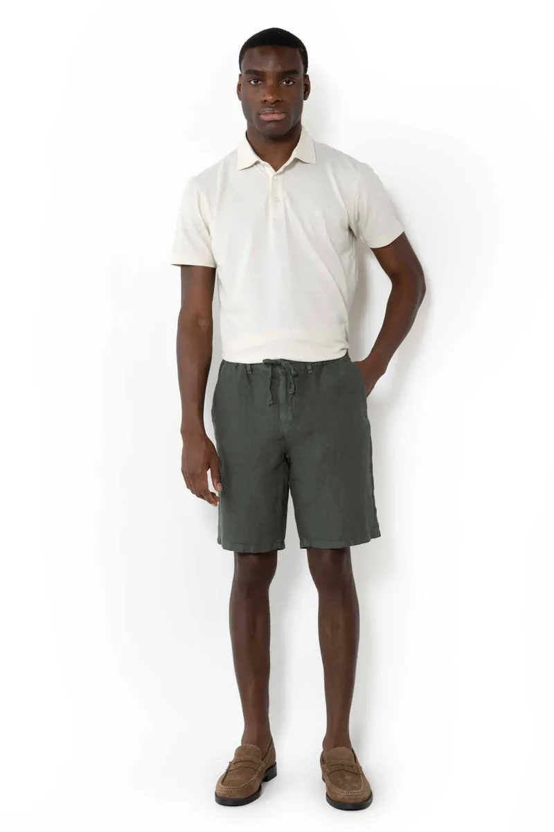 The Bostonians ανδρική λινή βερμούδα chino Regular Fit - EN0052025 Χακί
