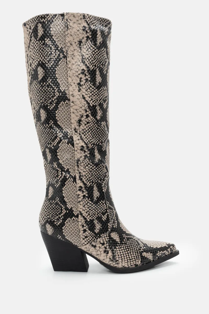 Μπότες Μυτερές Snake Print - Φίδι-Μπέζ