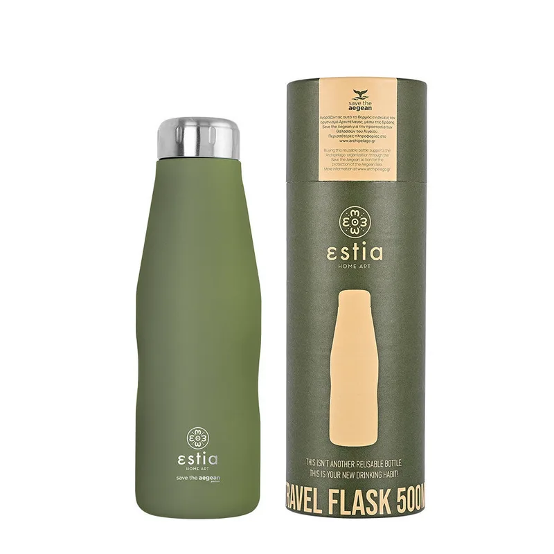 Θερμός TRAVEL FLASK SAVE THE AEGEAN Pine Green 500ml Estia 01-12069