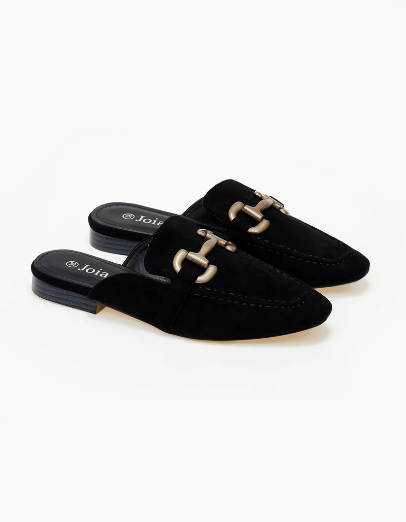 Loafers εξώφτερνα με suede υφή - Μαύρο