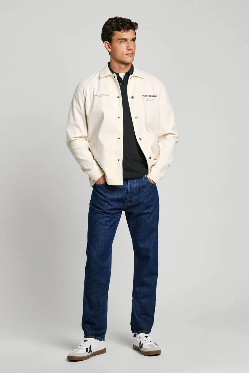 Pepe Jeans ανδρικό overshirt με logo print Regular Fit - PM308811 Εκρού