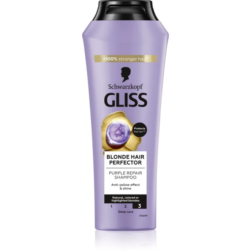 Schwarzkopf Gliss Blonde Hair Perfector σαμπουάν για τα μαλλιά εξουδετέρωση κίτρινων αποχρώσεων 250 ml