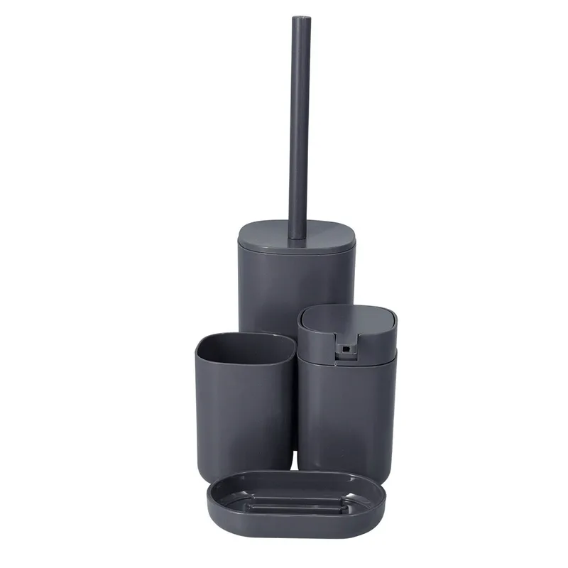 Σετ Μπάνιου 4τμχ Πλαστικό Grey 6U MRShome 0069002 (Υλικό: Πλαστικό, Χρώμα: Γκρι) - MRS HOME - sl-DF-0069002