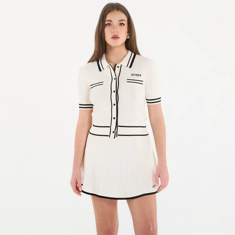 Πουλόβερ GUESS Shari Polo Cardi Sweater Dove White S