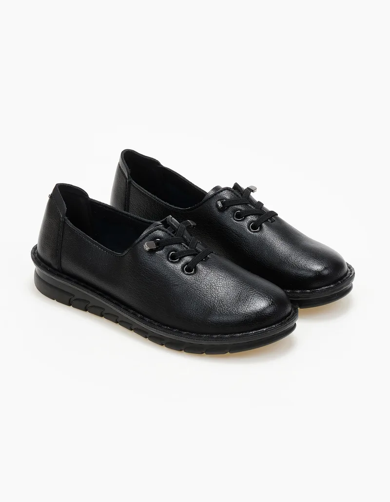 Loafers με ελαστικά κορδόνια - Μαύρο