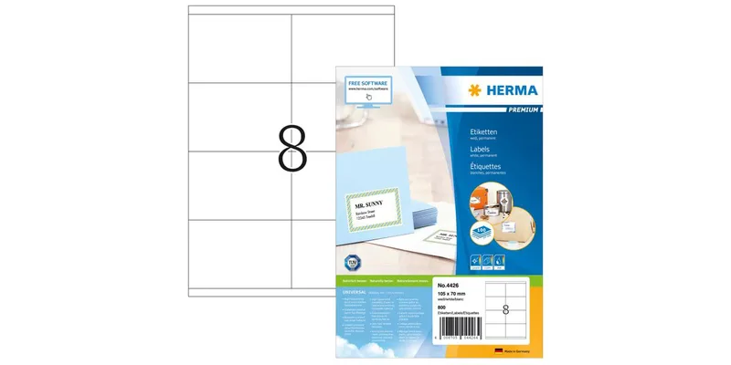 HERMA Etiketten Premium A4 weiß 105x70 mm Papier 800 St.