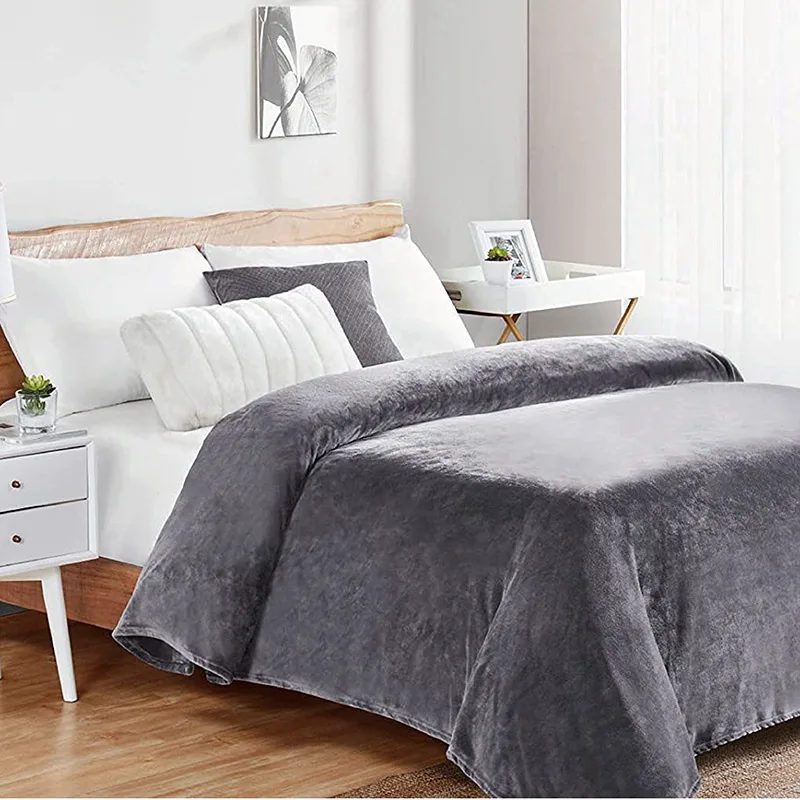 Κουβέρτα Fleece Υπέρδιπλη 220x240 Dimcol Solid 06 Grey 220x240