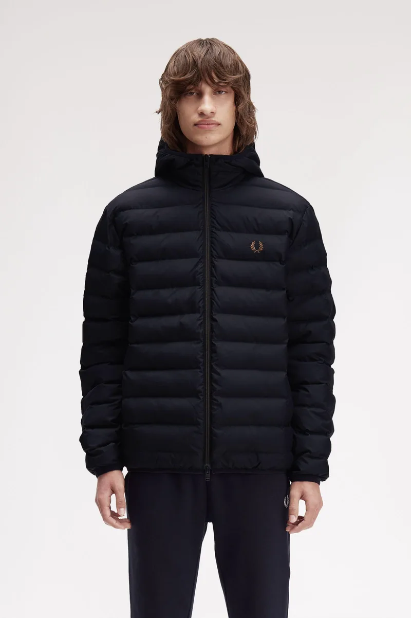 Fred Perry Ανδρικό Μπουφάν Hooded Insulated Jacket J8553-184 Μαύρο