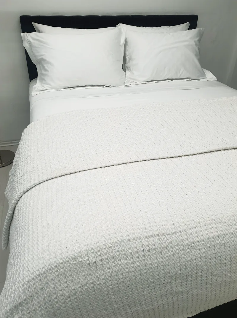 Κουβέρτα Anesis Υφαντή Βαμβακερή Ινδίας White - White Μονή 170x250