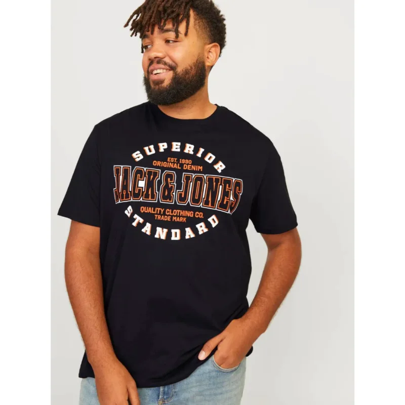 Jack & Jones "Logo" t-shirt σε Plus fit γραμμή,με μεταξοτυπία - Black