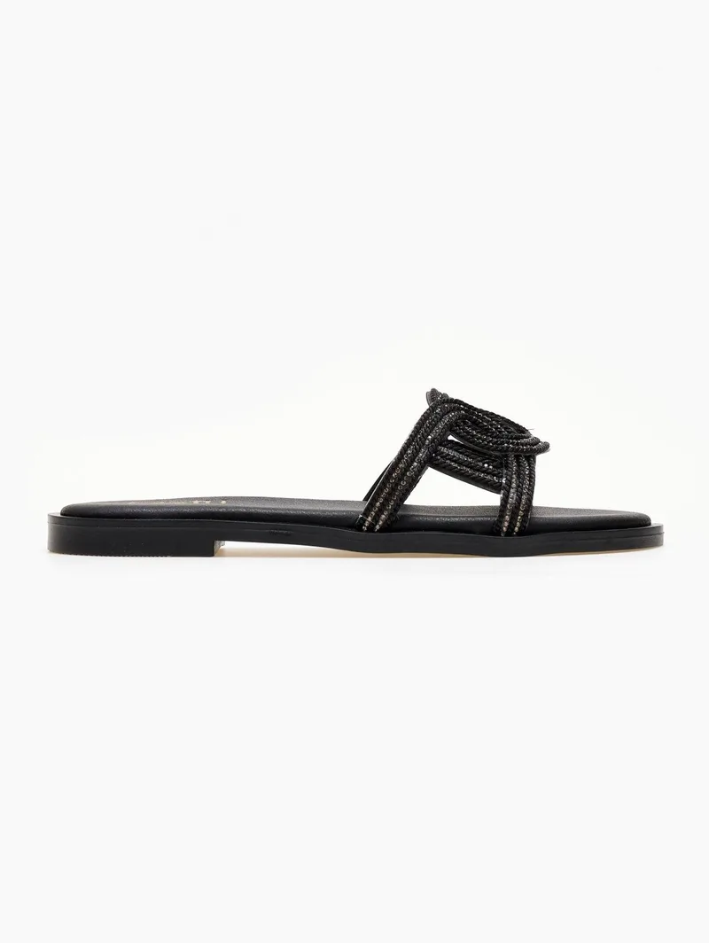 Estil Braided Rhinestone Sandals - 1001087 - Black