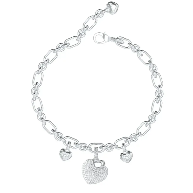Γυναικείο βραχιόλι με καρδιές Guess Crazy In Love Stainless Steel JUBB05211JWRHL JUBB05211JWRHL Ατσάλι
