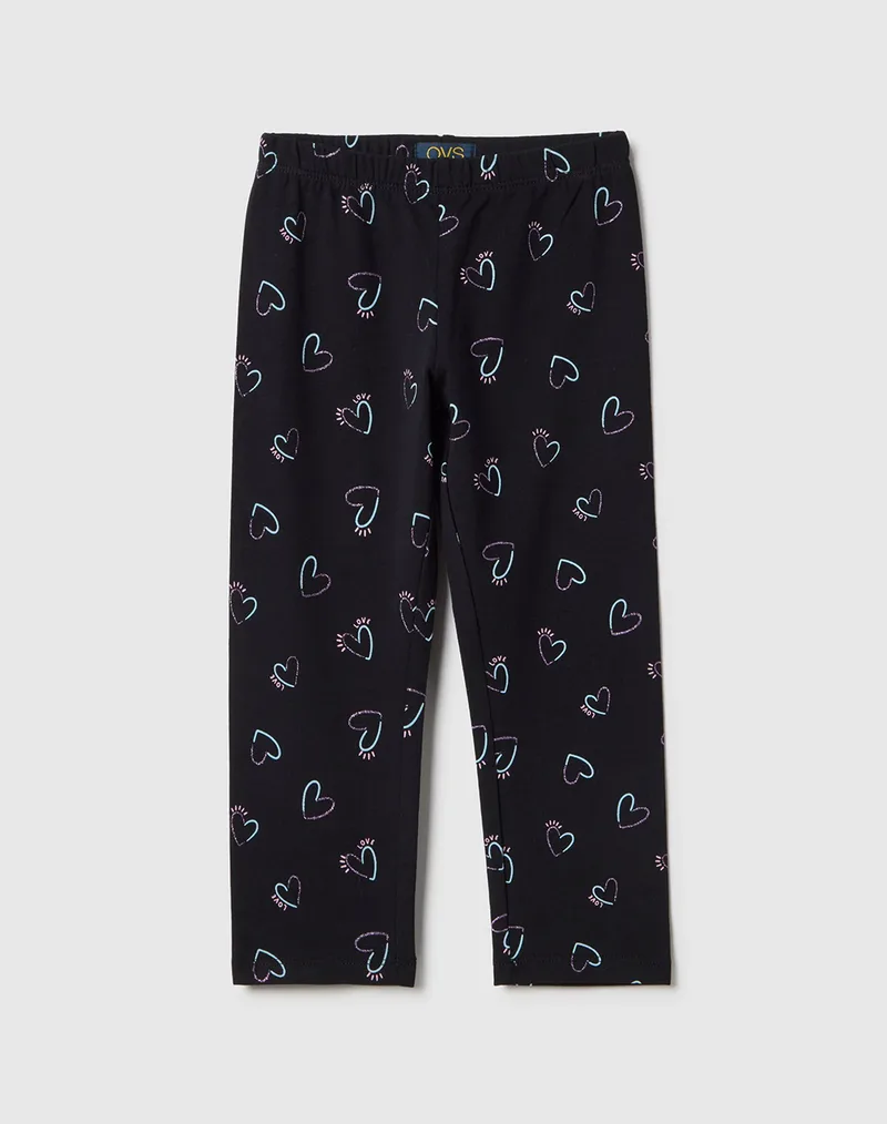 OVS LEGGING 3/4 AOP GLITTER 2575612-BLACK BEAUTY Black