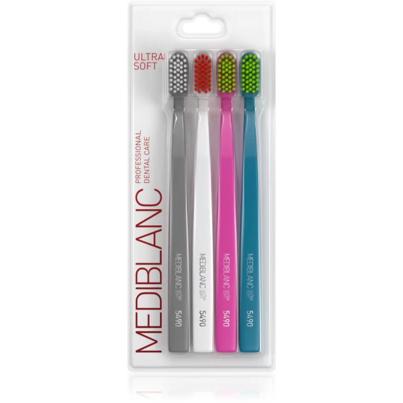 MEDIBLANC 5490 Ultra Soft οδοντόβουρτσες ύπερ-μαλακό Grey, White, Ροζ, Blue 4 τμχ