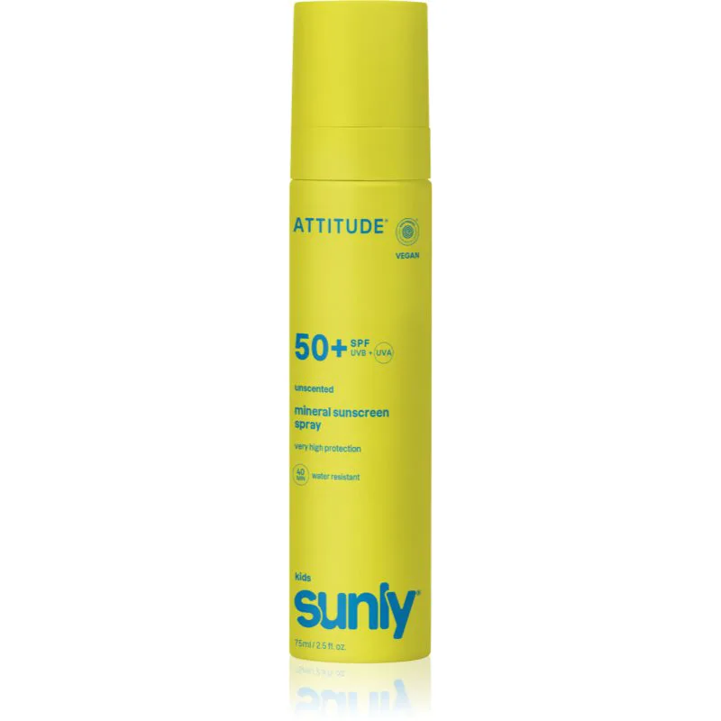 Attitude Sunly Kids Mineral Sunscreen Spray SPF 50+ μεταλλικό αντηλιακό σπρέι χωρίς άρωμα SPF 50+ 75 ml