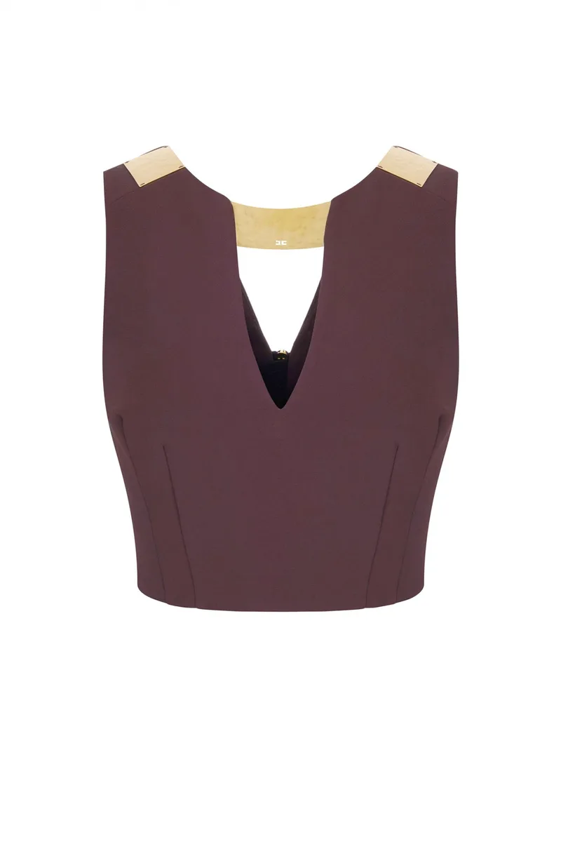 ELISABETTA FRANCHI TOP CROPPED ΧΡΥΣΕΣ ΛΕΠΤΟΜΕΡΕΙΕΣ ΚΑΦΕ