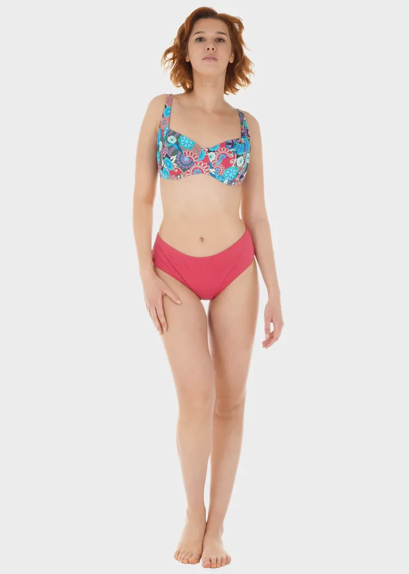 Γυναικείο σετ μαγιό bikini all print bra slip κανονική γραμμή.Καλύπτει D Cup. ΣΑΠΙΟ ΜΗΛΟ