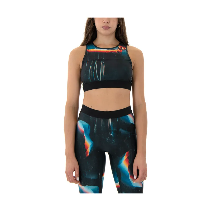 Μπλουζάκια με μακριά μανίκια Four Minds PRINTED ATHLETIC CROP TOP WOMEN X BLACK BLACK