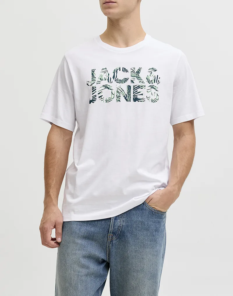 JACK&JONES JJEJEFF LOGO TEE SS SN 12288536-WHITE White