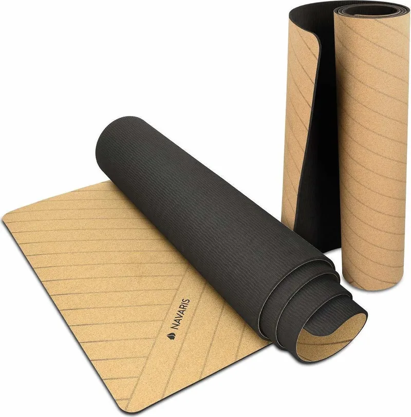 Navaris Non Slip Cork Yoga Mat - Στρώμα Γυμναστικής από Φελλό με Χειρολαβή - Brown (44764.05)