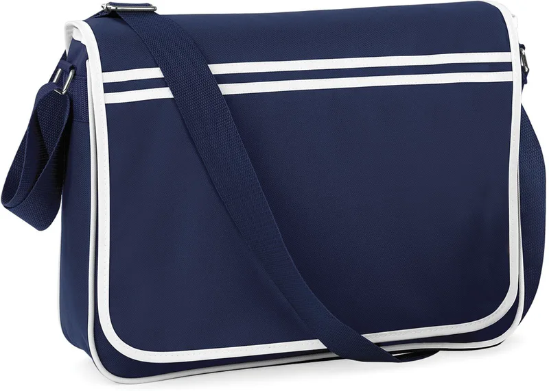 Τσάντα Ώμου Retro Messenger Bag BG71 BagBase French Navy/White