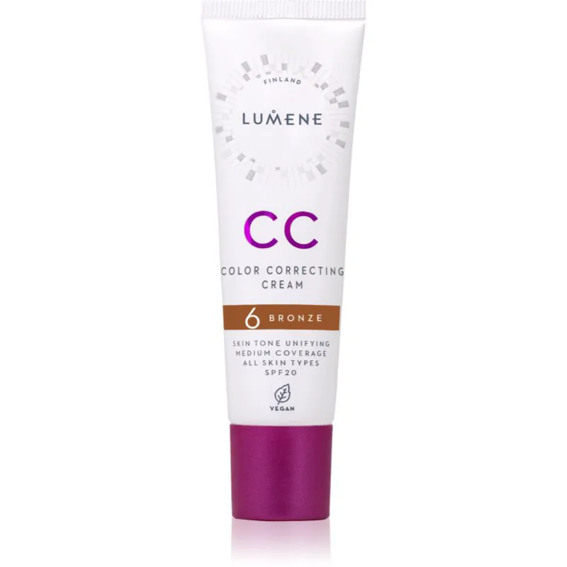 Lumene CC Color Correcting Cream CC κρέμα για ομοιόμορφο τόνο της επιδερμίδας SPF 20 απόχρωση 6 Bronze (Neutral) 30 ml