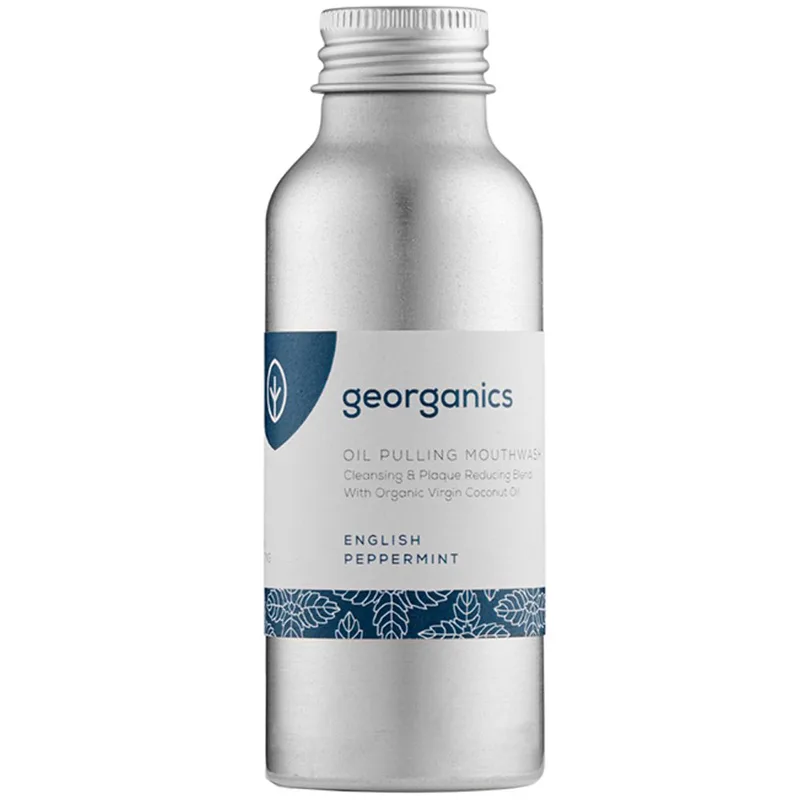 Georganics Oil Pulling Engish Peppermint Mouthwash Στοματικό Διάλυμα με Έλαιο Καρύδας & Έλαιο Μέντας για την Αντιμετώπιση της Ουλίτιδας & Κατά της Πλάκας Αγιουρβεδικής Φιλοσοφίας 100ml
