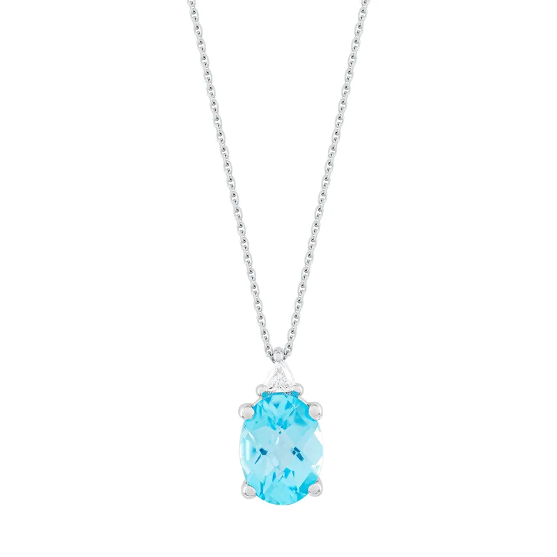 Diamond Group Koλιέ Με Διαμάντι και Topaz από Λευκό Χρυσό 18 Καρατίων DKL1392