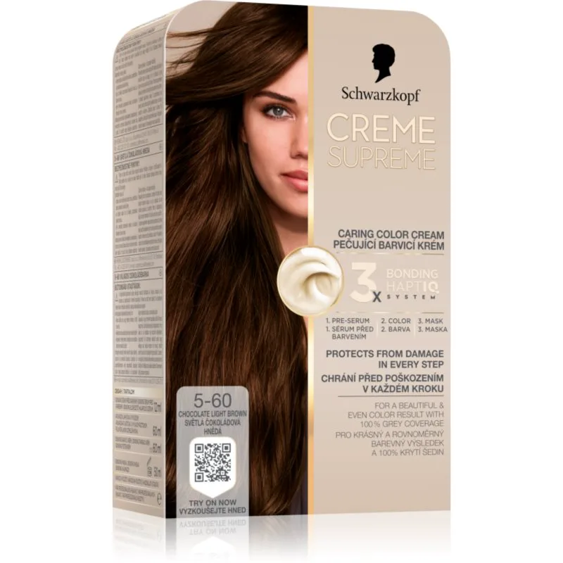 Schwarzkopf Creme Supreme μόνιμη βαφή μαλλιών απόχρωση 5-60 Chocolate Light Brown 60 ml