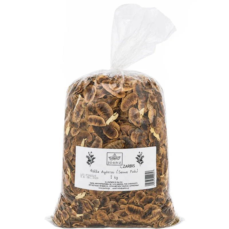 Zarbis Johnz Senna Pods Φύλλα Αιγύπτου για Έγχυμα ή Αφέψημα για την Αποτελεσματική Ανακούφιση από τη Δυσκοιλιότητα 1kg
