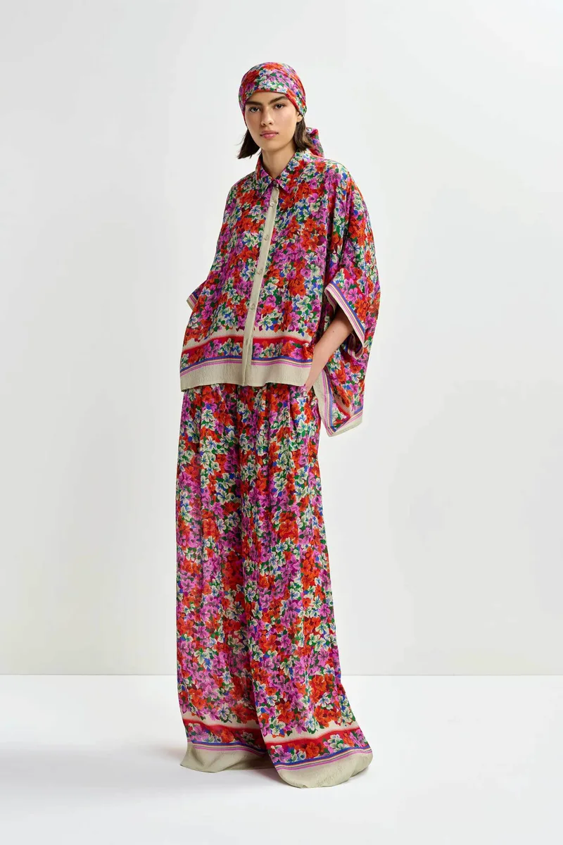 Essentiel Antwerp γυναικείο παντελόνι με floral print "Joek" - JOEK Κόκκινο