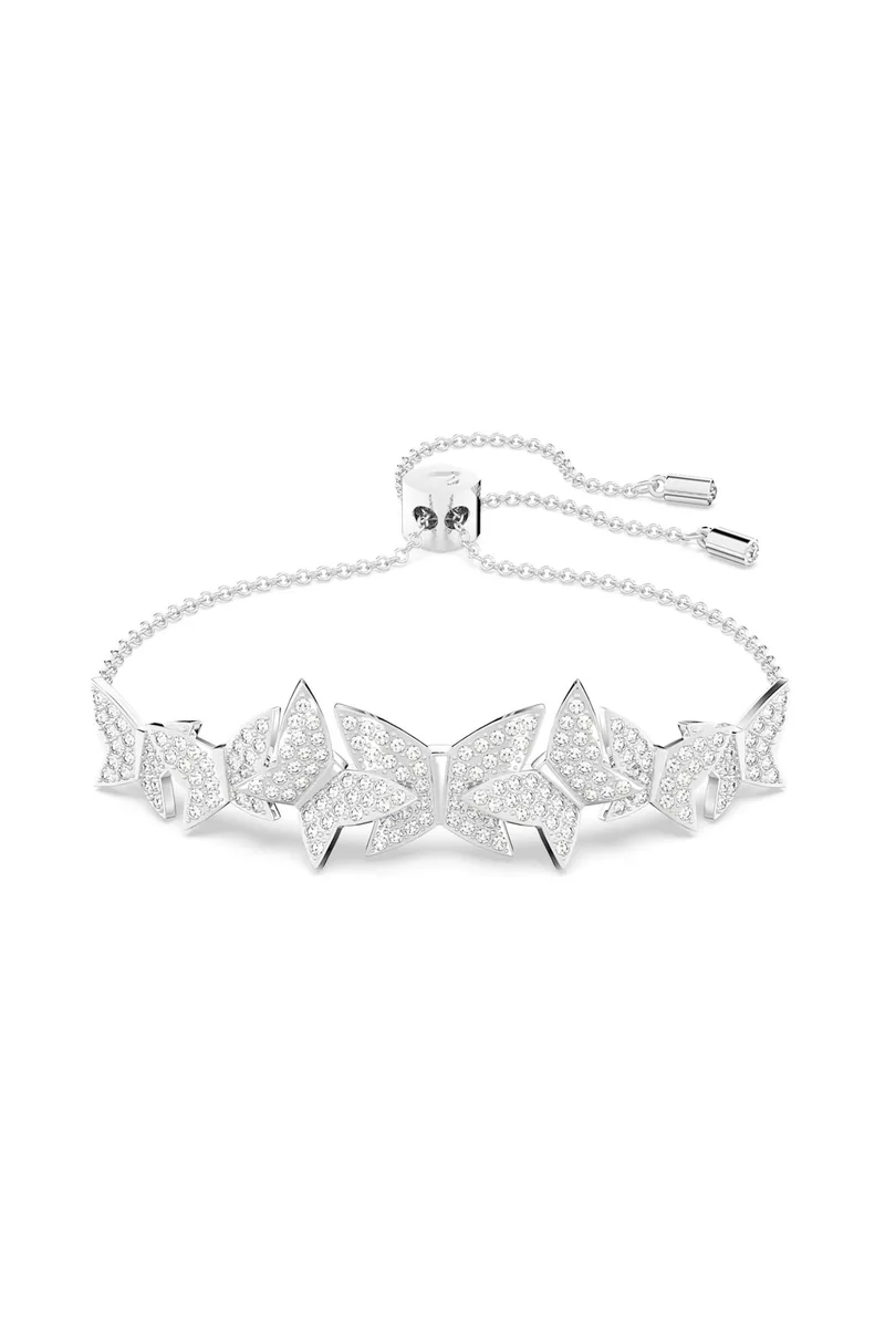 Swarovski γυναικείο βραχιόλι πεταλούδα, λευκό, επιμετάλλωση ροδίου "Lilia" - 5636429