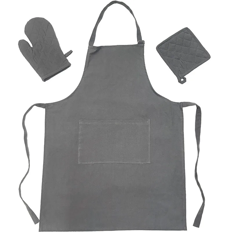 Ποδιά Κουζίνας Σετ 3τμχ Melinen Zoe Dark Grey