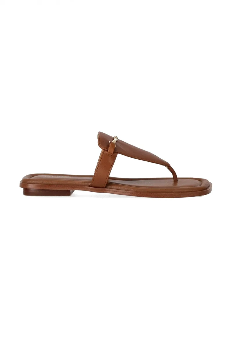 MICHAEL KORS ΠΑΠΟΥΤΣΙΑ ΠΑΝΤΟΦΛΕΣ LENA THONG MΕΤΑΛΛΙΚΟ LOGO ΤΑΜΠΑ