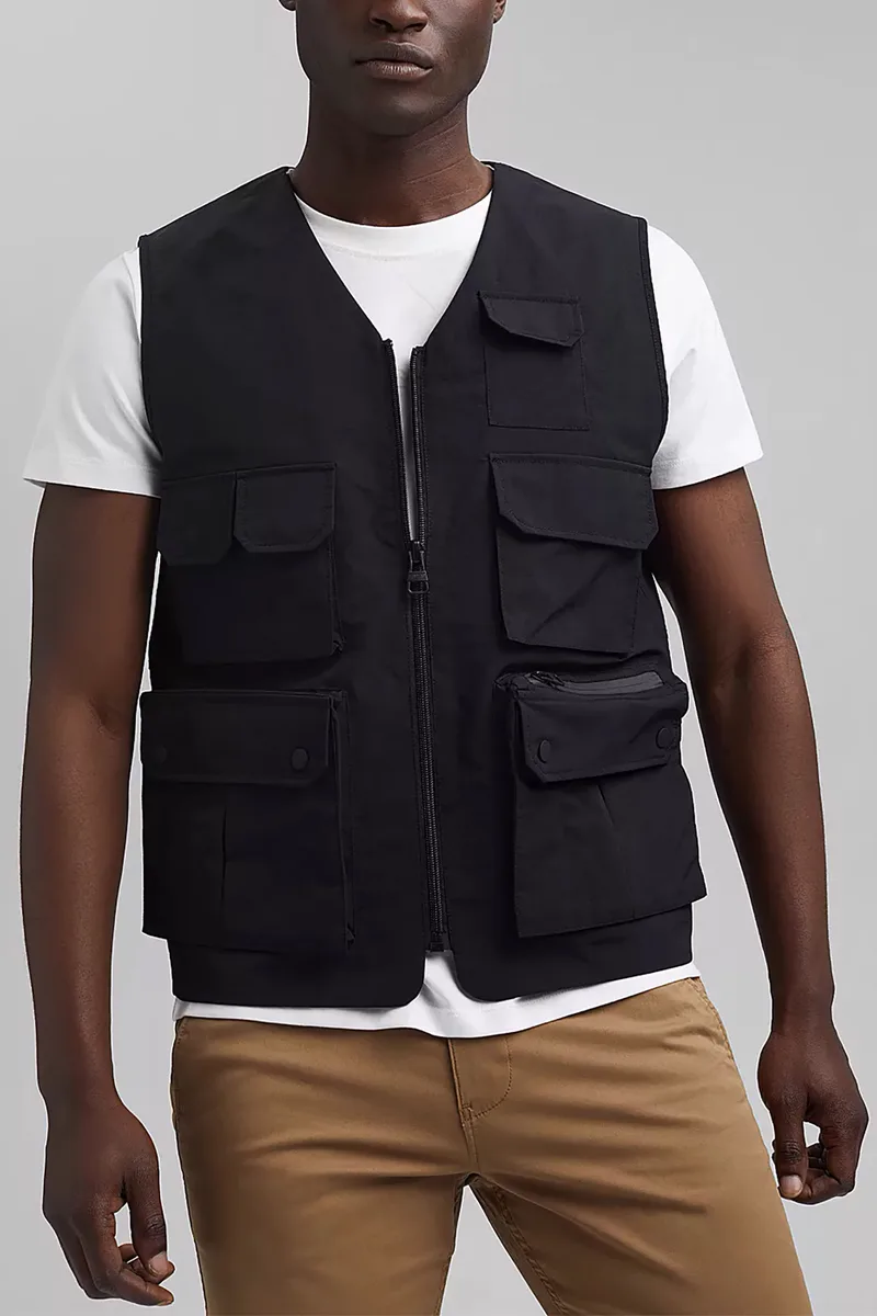 Esprit ανδρικό μπουφάν αμάνικο με flap τσέπες - 041EE2H302 Μαύρο