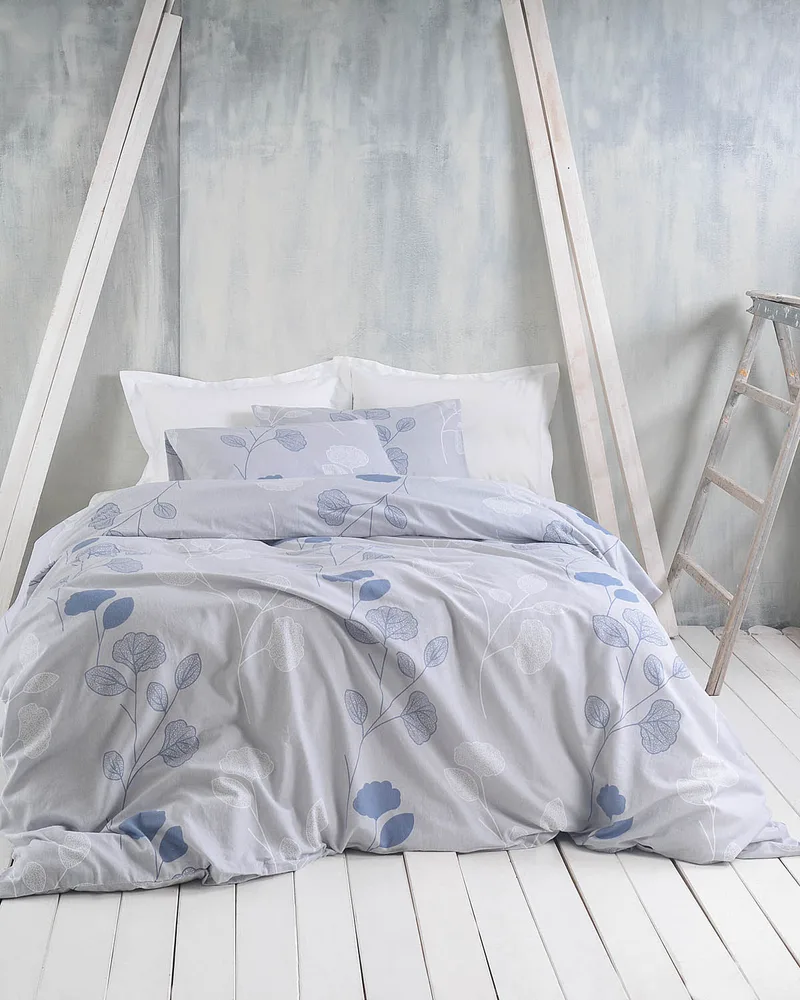 Σετ σεντόνια φανελένια Υ/Δ (230Χ260) Morin Grey-Blue, Rythmos Home