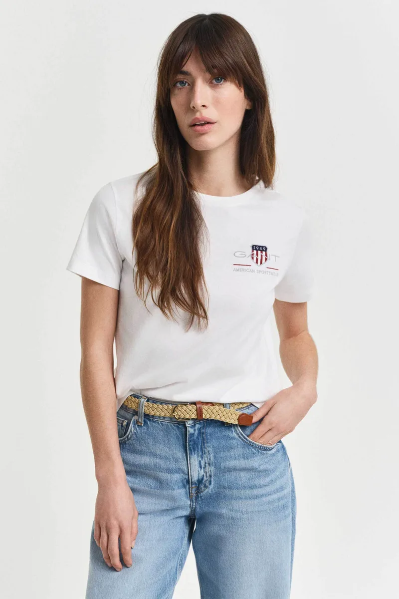 Gant γυναικείο T-shirt με κεντημένο graphic logo Regular Fit - 4200277 Λευκό