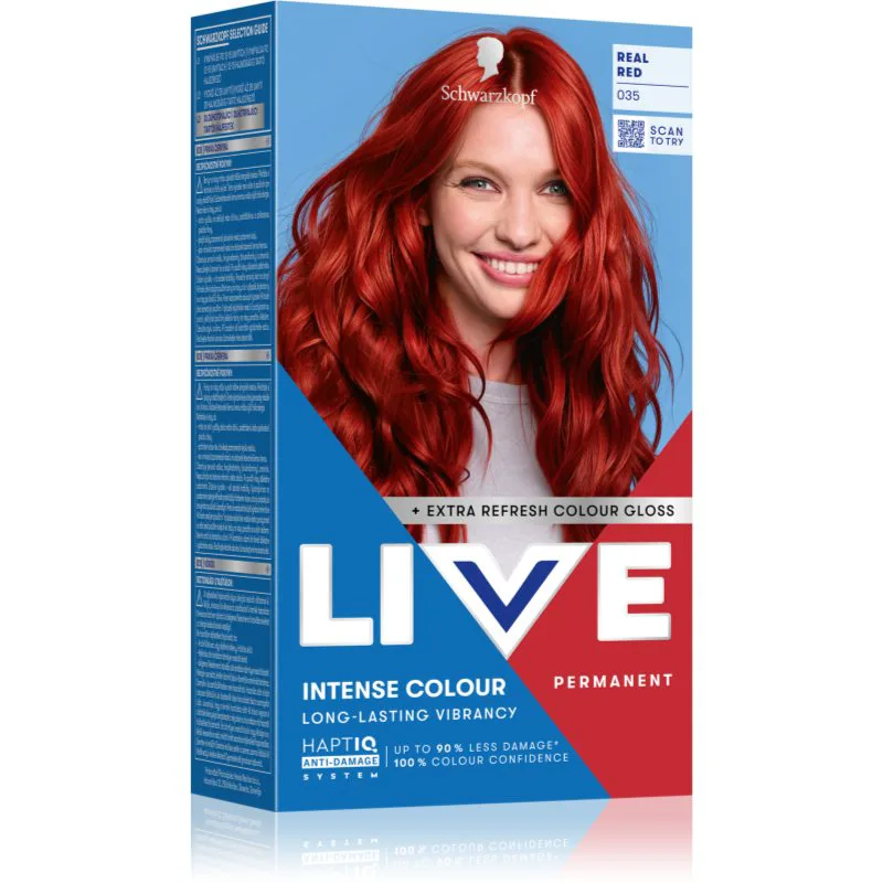 Schwarzkopf LIVE Intense Colour μόνιμη βαφή μαλλιών απόχρωση 035 Real Red 1 τμχ