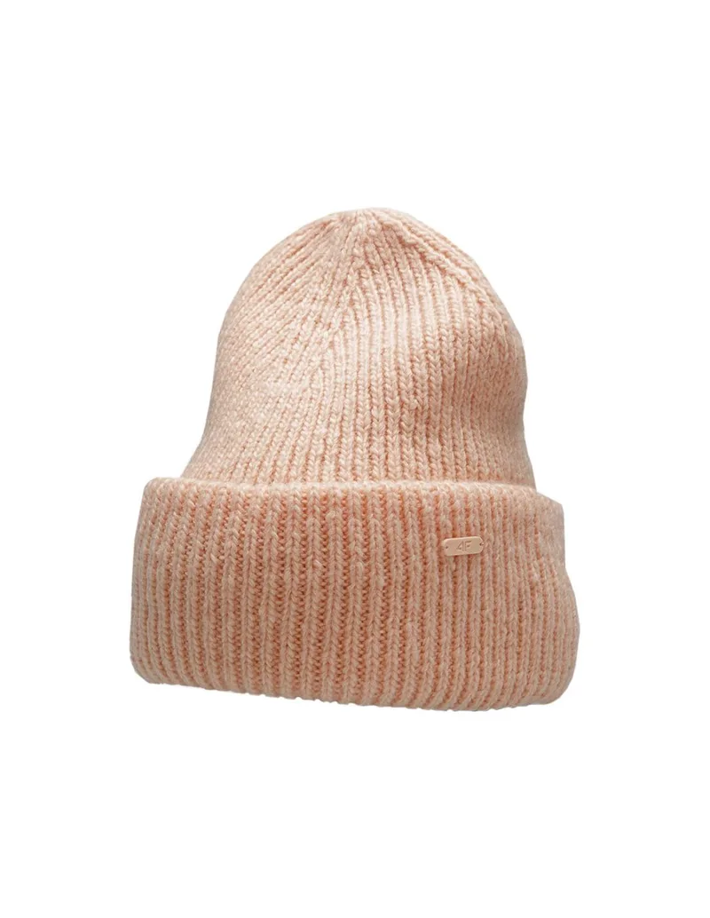 4F Beanie Γυναικείος Σκούφος με Rib Πλέξη σε Πορτοκαλί χρώμα H4Z22-CAD005-64M