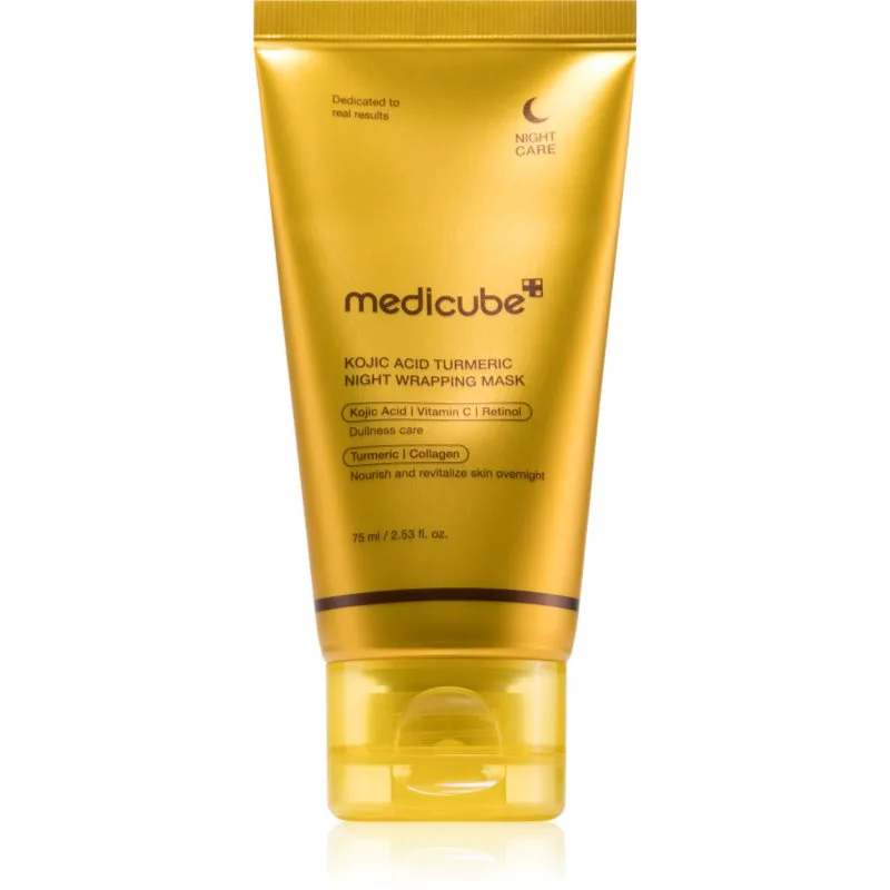 medicube Kojic Acid Tumeric Night Wrapping Mask λαμπρυντική μάσκα για εξασθενημένη, μη ενοποιημένη επιδερμίδα νύχτας 75 ml