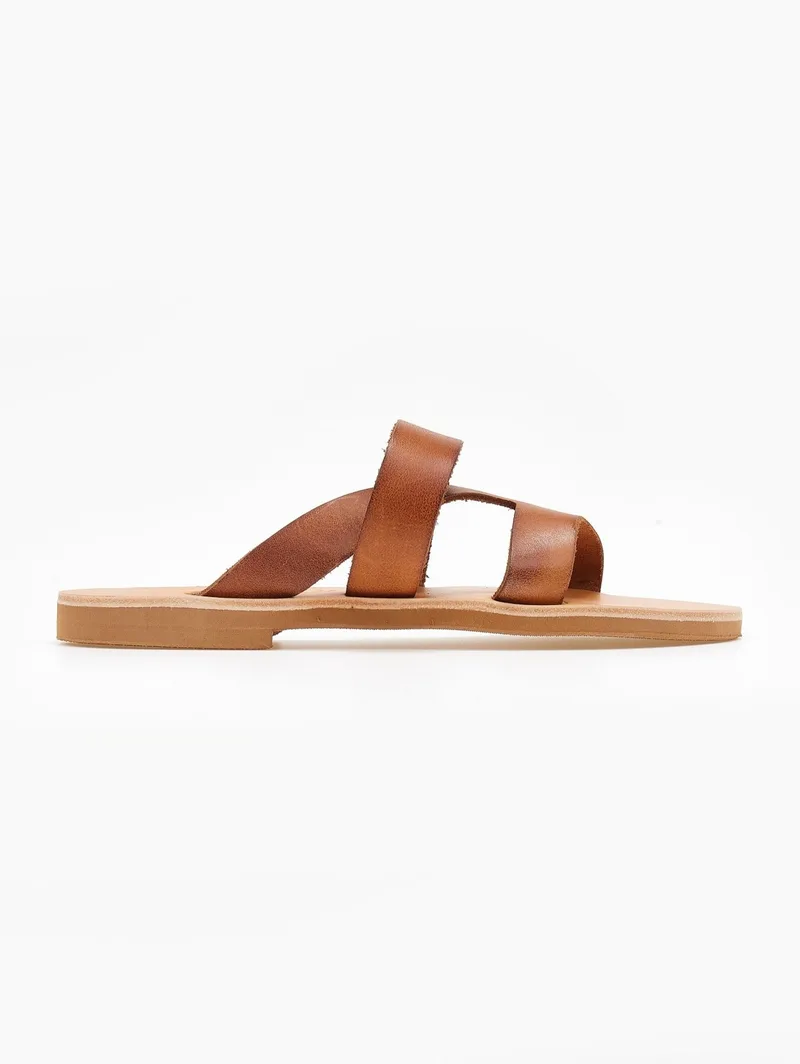 IRIS Leather Sandals - 22/40 - Καφέ
