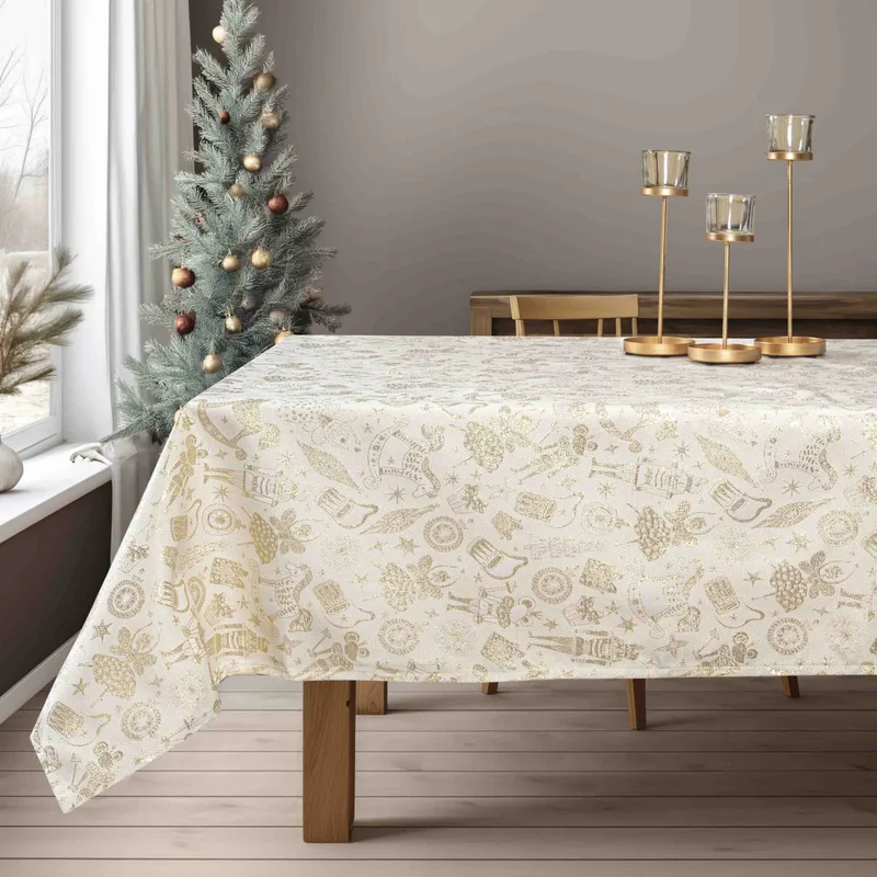 Beauty Home ΤΡΑΠΕΖΟΜΑΝΤΗΛΟ ΖΑΚΑΡ ΚΑΡΥΟΘΡΑΥΣΤΗΣ ΜΕ ΧΡΥΣΟ ΛΟΥΡΕΞ 135 x 220 cm
