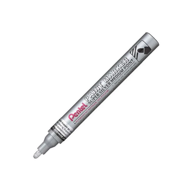 Pentel Μαρκαδόρος Λαδιού Ανεξίτηλος Medium Silver